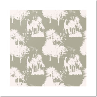 Neutral Safari Toile Pattern Posters and Art